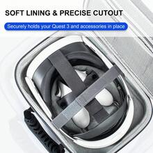 hellodigi 小巧eva保護盒vr存儲袋,大容量攜帶袋,可攜帶手柄,meta Quest 3 硬殼防摔vr眼鏡便攜式存儲袋 - 灰色 - 查看 9