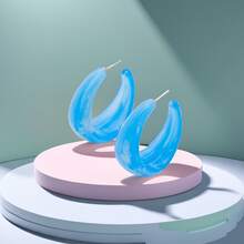 1對/2入組甜美清新時尚c形有機玻璃耳環,女士專用 - C型時尚耳環 - 查看 7