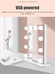 1 盒 Usb 化妝鏡前燈,帶 3 種色溫模式,可調節,防水,智能,無需鑽孔即可粘貼在梳妝台上 - 白色 - 查看 4