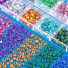 2 Boxes/Lot 4600pcs Flat Back Mix Color Rhinestone Gems For Jewelry Making Nail Art, With Picking Pen & Tweezers, Diy Decorations - Multicolor - View 3