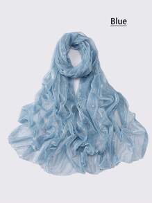 1條女士純色絲巾,金箔印花,時尚百搭,適合春夏,透氣防曬,多用途適合樣式頭巾優雅 - 彩色 - 查看 22