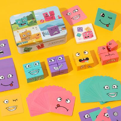 Magic Cube Building Blocks Puzzle Toy That Change Faces, Promotes Parent-kid Interaction, Stimulates Logical Thinking, And Improves Intelligence - Great Table Game For Kids