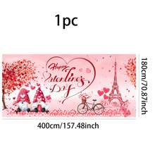 1pc  400*180cm  Garage Door Banner Background Cloth Valentine'S Day Happy Holiday Decoration Hanging Cloth Flag - Multicolor - View 5