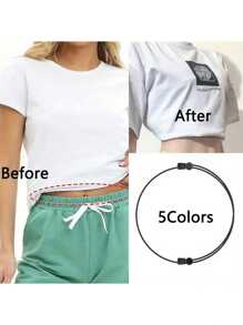 1件可調節彈性襯衫腰固定器,附剪裁收縮工具 - 黑色 - 查看 1