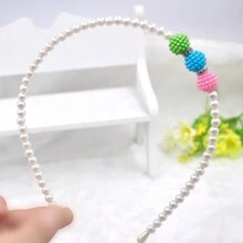 1只隨機顏色兒童珠鏈發箍,女孩公主風格的髮飾 - 彩色 - 查看 4