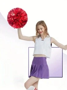 1 Pc, Game Pompoms Cheap Practical Cheerleading Cheering Flower Ball Apply To Dance Sports Match Supplies And Vocal Concert Decorator - Red - View 4