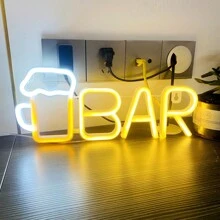 1pc High Brightness Wine Glass & Bar Neon Sign, Beer, Cocktail Glass, Bar Beer Bottle Size 13.9x5.7in (Approx. 35.5x14.5cm), Battery Or USB Powered Desk & Wall Decor Light, Suitable For Girls' Dorm Room, Wedding Anniversary, Bar, Hotel, Supermarket, Valentine's Day, Mother's Day, Birthday Party, Christmas And Home Decor, Men's Game Room Background Lighting - Wine Glass BAR Neon Light - View 5