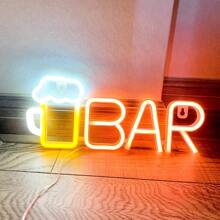1pc High Brightness Wine Glass & Bar Neon Sign, Beer, Cocktail Glass, Bar Beer Bottle Size 13.9x5.7in (Approx. 35.5x14.5cm), Battery Or USB Powered Desk & Wall Decor Light, Suitable For Girls' Dorm Room, Wedding Anniversary, Bar, Hotel, Supermarket, Valentine's Day, Mother's Day, Birthday Party, Christmas And Home Decor, Men's Game Room Background Lighting - Wine Glass BAR Neon Light - View 4