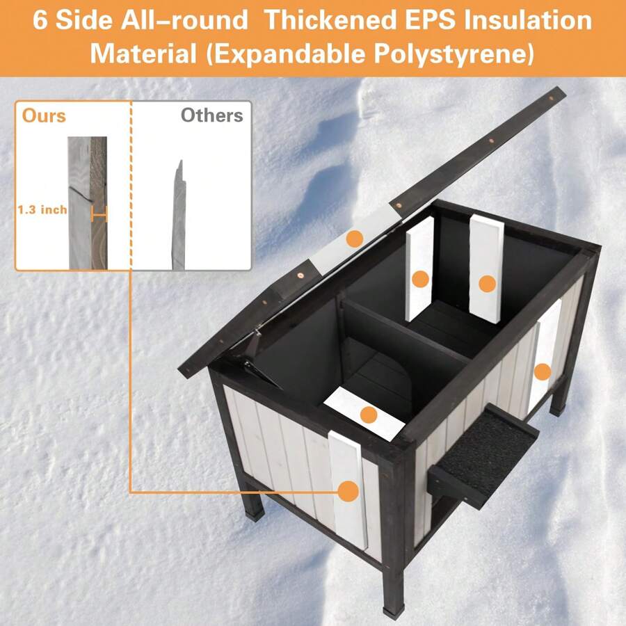 Petscosset Outdoor Cat House Wheatherproof Insulated Wooden Feral Cat