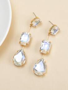 一对水晶玻璃长款耳环，颜色有紫色、蓝色、白色、粉色、绿色，优雅的珠宝，适合晚会、派对、约会和礼物 - 3顆環彩水晶 - 查看 8