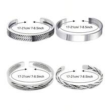 Men's Silver Open Cuff Bracelet - Glossy - View 5