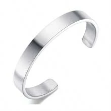 Men's Silver Open Cuff Bracelet - Glossy - View 1
