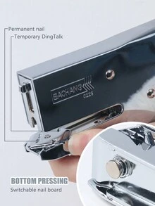 1入組手提訂書機 + 1000片/盒銀色訂書釘,大尺寸簡單人體工學設計適用於辦公室和學生,1000片/盒訂書釘套裝 - 銀色 - 查看 4