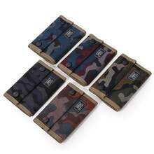 Men's Fashion Canvas Camouflage Wallet, Ultra-Thin With Coin Pocket, Style Sporty Casual Money Clip - Blue - View 6