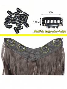 V-Shape Synthetic Hair Extension, Curly & Wavy Texture Clip-In Hair Extension, Thick Hair Piece For Hair Extensions & Hairpieces