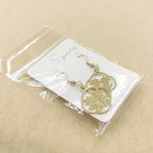 1對金鍍“喜”字耳環,中式婚禮個性化新娘珠寶,紅色慶祝 - 金色 - 查看 4