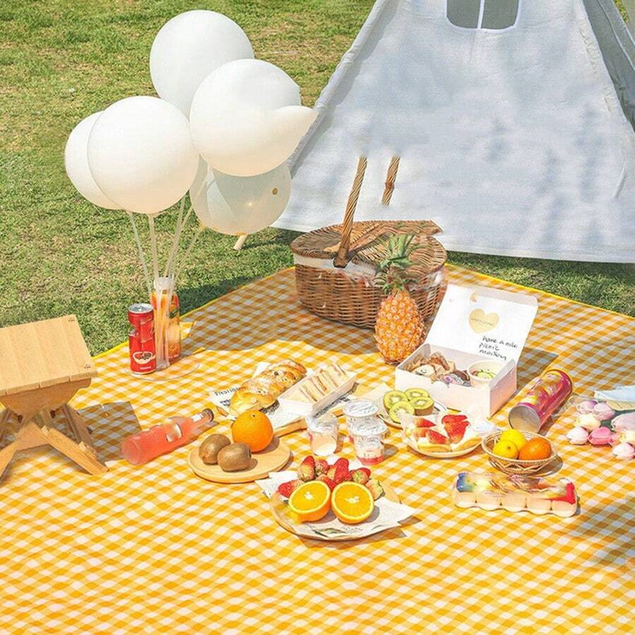 1pc Picnic Mat Waterproof & Thick Outdoor Camping Tent Mat For Picnic, Beach - Yellow - View 1