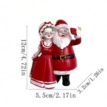 1個樹脂製工藝聖誕老人和聖誕夫人擺飾,派對裝飾品 - 紅白色 - 查看 2