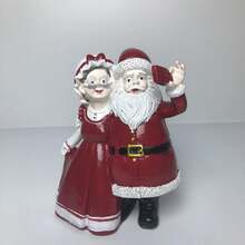 1個樹脂製工藝聖誕老人和聖誕夫人擺飾,派對裝飾品 - 紅白色 - 查看 1