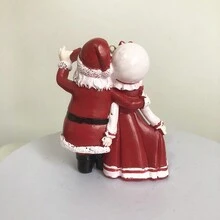 1個樹脂製工藝聖誕老人和聖誕夫人擺飾,派對裝飾品 - 紅白色 - 查看 5