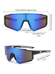 1 件装新款时尚骑行运动眼镜一体式自行车眼镜 PC 镜片坚固耐用轻便运动眼镜沙滩配件眼镜遮阳镜 - 黑色 - 查看 3