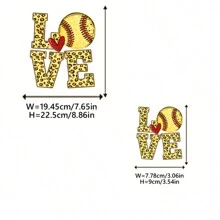 1pc Baseball Designs DIY Softball Love Iron-On Heat Transfer Sticker Heat Pressed Decals Heat Transfer Patch For DIY Clothing T-Shirt Mask Jeans Backpack - Multicolor - View 3