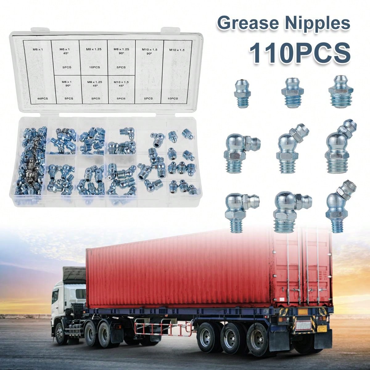 10 Pcs Of 6 Mm M6 X 1 Mm Straight Grease Gun Nipples Fittings