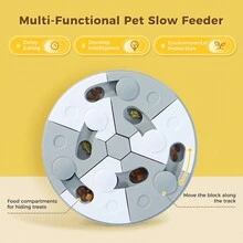1只寵物智能慢食碗,互動寵物餵食器,狗狗訓練食物配遊戲 - 灰色 - 查看 8