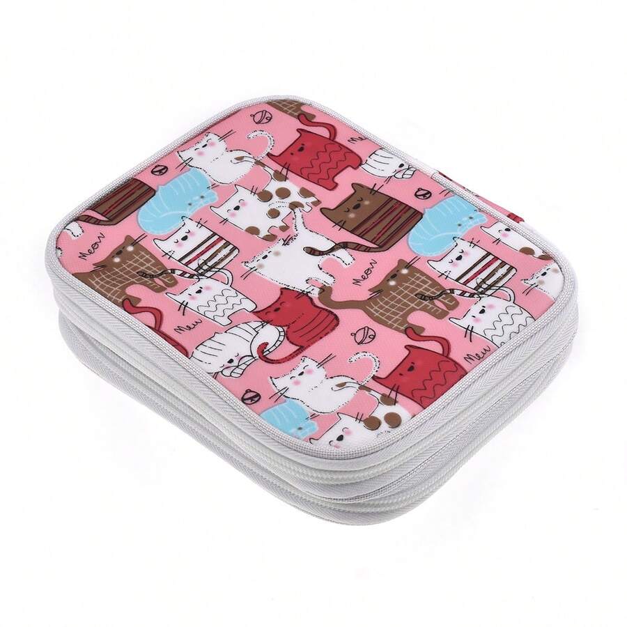CK056-C0 Pink Cats Pattern Carrying Bag Organizer Case For Craft Pen Set And Basic Tool Set - Multicolor - View 1