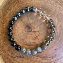 1 件 8 毫米天然石材保護手鍊瑪瑙煙晶赤鐵礦男女首飾禮物 - 彩色 - 查看 2