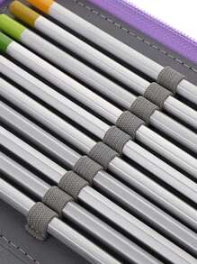1pc High Capacity Zipper Pencils, Multi-Functional Pencil Bag, 72 Slots Colored Pencil Case, Comes With 3 Large Holes For Pencil Sharpeners, Erasers And Pencils Back To School,Back To School,School Supplies,Pencil Pouch,School Bag