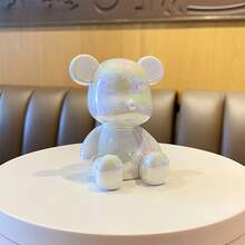 1入組汽車內部電鍍坐姿泰迪熊裝飾品,適用於家居和汽車內飾 - 白色 - 查看 12