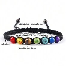 1條吉祥7輪迴珠手鍊吊飾石頭串編織瑜珈靈氣治療平衡手鍊與手環男女珠寶禮物 - 彩色 - 查看 11