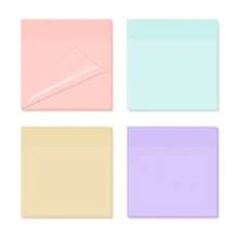 SHEIN X Jess 4 片透明便條紙彩色,7.5x7.5 公分（3x3 吋）莫蘭迪半透明便條紙,透明便條紙適用於美容學校辦公用品,每墊 50 張 - 4 Colors - 查看 1