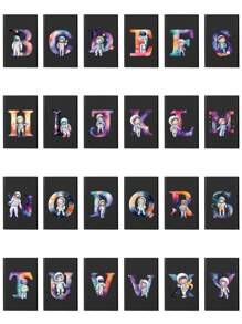 Aluminum Card Holder Rfid Credit Card Holder Smart Quick Release Pop-Up Card Box Dad Gifts Business Slim ID Card Credit Card Cover Initial Name A To Z Letter Flower Print - Black - View 2