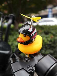 1只帶頭盔的機車鴨子,電瓶車反光鏡,抗風鴨子,公仔鴨子,自行車裝飾,電動車竹蜻蜓鴨子 - 黃色 - 查看 12
