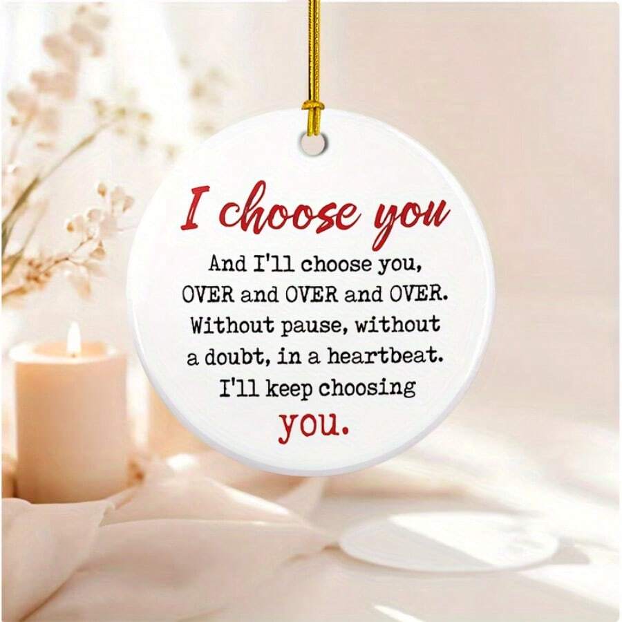 1 件“我选择你”装饰物，情人节礼物，周年纪念日婚礼生日礼物，送给妻子丈夫女朋友男朋友浪漫情人节甜蜜生日装饰物，送给你的另一半 - 白色 - 查看 1