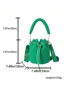 1 件 2023 新款包包女士时尚毛绒水桶包百搭单肩斜挎包手提女士包 - 綠色 - 查看 10