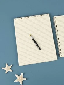 1本上翻鐵絲綁定筆記本,a4加厚日記簿,帶簡化橫線,ins風格 - 白色 - 查看 7