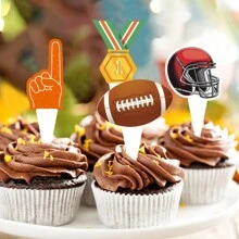 1 套美式足球主題生日蛋糕裝飾,足球蛋糕簽裝飾 - 彩色 - 查看 7