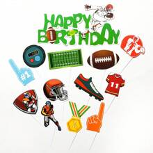 1 套美式足球主題生日蛋糕裝飾,足球蛋糕簽裝飾 - 彩色 - 查看 3