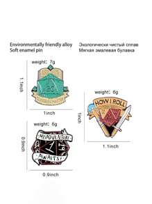 3pcs/Set Creative Brooches Combination Book, Jeans, Badge, Dice Design For Jackets Cute - Multicolor - View 4