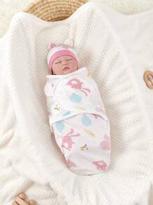 3pcs Caps And 3pcs Swaddle Blankets Set, Suitable For Infants Love Valentine