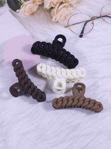 MIAO YA YA 1只大虛假鏈條橡膠飾面鬼手形髮夾,適用於日常穿著,聚會和禮物 - 白色 - 查看 1