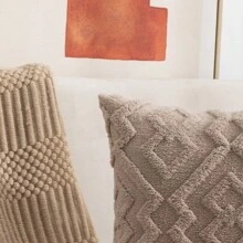 1pc Geometric Plush Cushion Cover Without Pillow Core, Bohemian Style For Living Room Bedroom Home Decoration All Seasons Pillow Case - Khaki - View 6