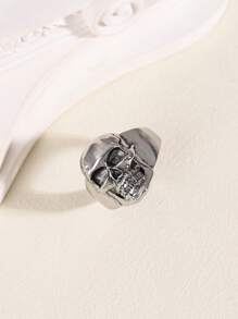 1只復古銀色朋克風骷髏戒指 - 復古銀色 - 查看 5