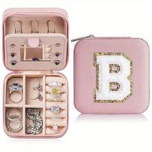 個性化珠寶收納盒，附鏡子 - 適合女性和女孩的完美禮物 - 精緻實用的珠寶展示盒 - 粉色 - 查看 9