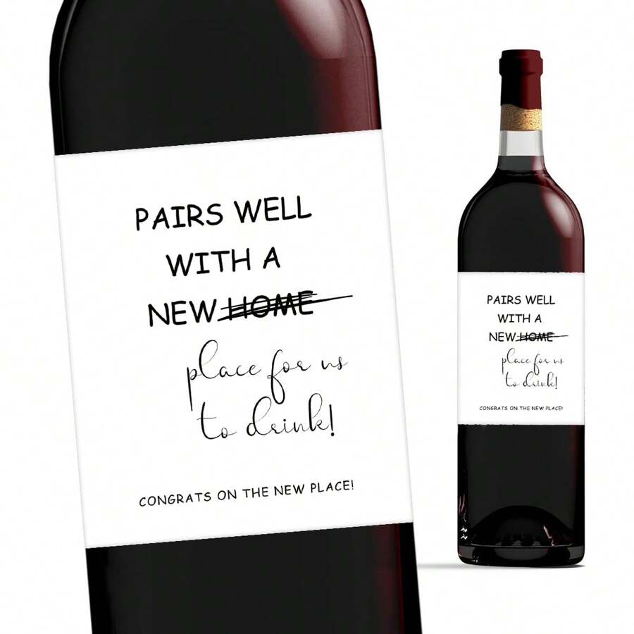 4 件有趣酒瓶標籤,喬遷禮物,新居,喬遷酒標籤,給她、他的禮物,新房主禮物,給客戶的房地產經紀人禮物,給朋友的喬遷禮物,情侶