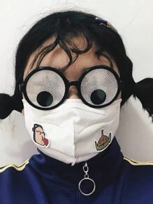 1 件创意趣味可旋转眼球设计圆框眼镜，适合自拍、派对服装、圣诞节 - 彩色 - 查看 3