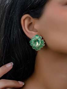 1對優雅簡約甜美花朵夾式耳環,適用於各種場合,如節日、生日、約會、跳舞、宴會、婚禮、派對、假期、街頭、商務、日常通勤等 - 彩色 - 查看 1